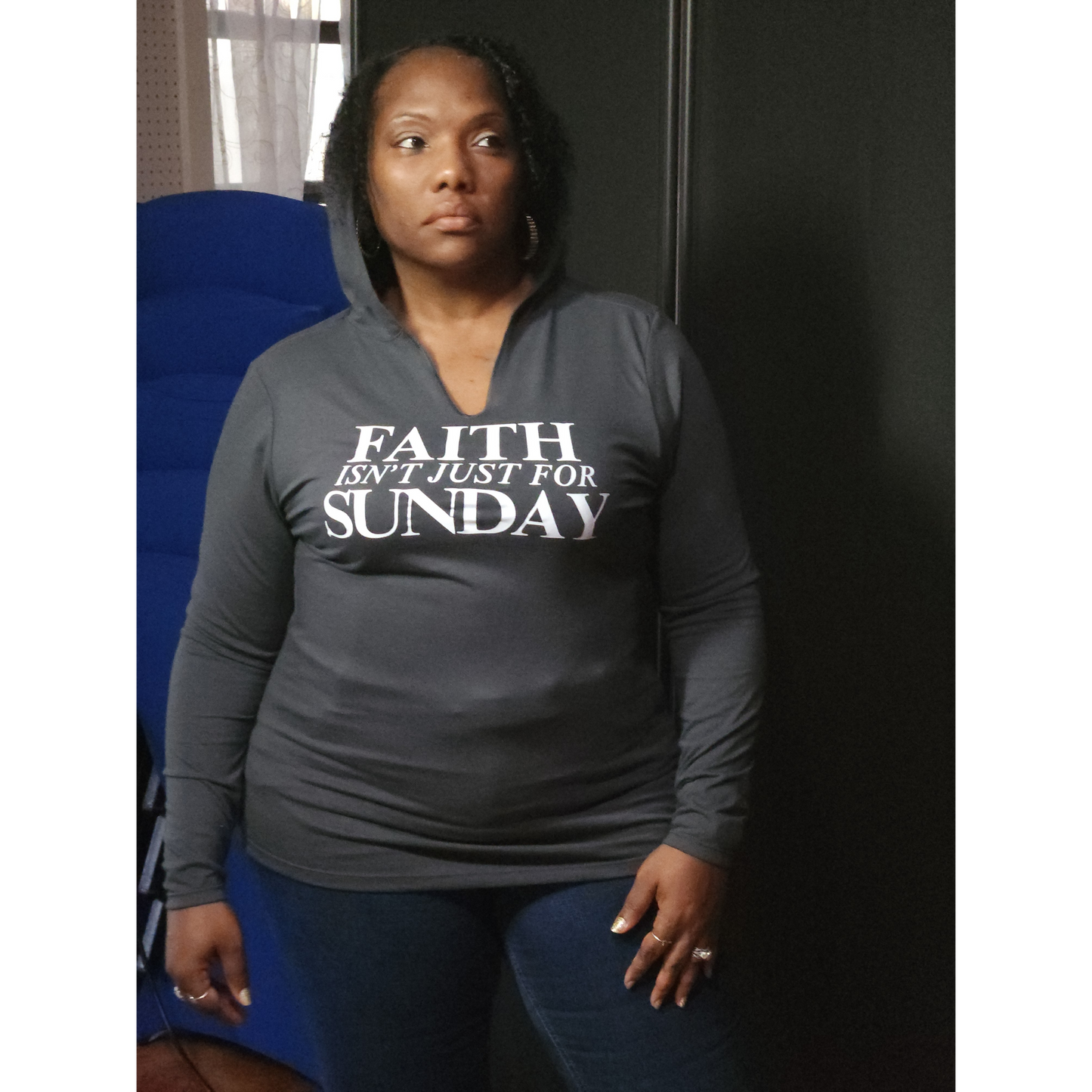 FAITH ISN'T JUST FOR SUNDAY V-Neck Soft Hoodie